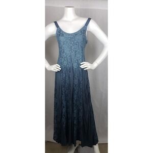 Indigo Thread Co Maxi S Dress Blue Lace Panel Ombre‎ Whimsigoth Fairy Ethereal